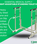 Height Adjustable Standing Toilet Safety Rail With Foam Handles For Elderly Seniors Sturdy Frame And Non Slip Grips Easy