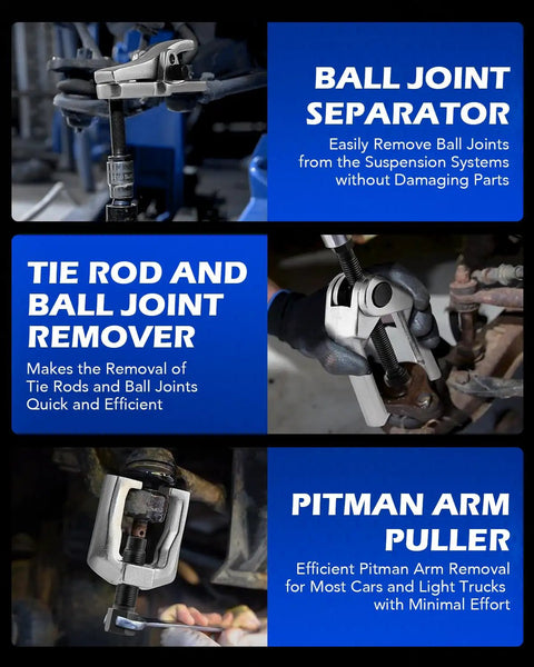 5 In 1 Front End Service Tool Kit With Ball Joint Separator, Tie Rod And Ball Joint Remover, Pitman Arm Puller in use