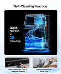 Self-cleaning function of Party Ready Ice Maker For Home Bar Or Restaurant, Up To 130 Lbs Per Day With 33 Lbs Storage.