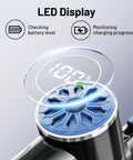 LED display showing battery level on Cordless Vacuum Cleaner With Self Standing Design And LED Display 6 In 1 Rechargeable Upright Vacuum