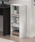 Sleek 3 Cube Bookshelf In White With No Fuss Setup For Living Room Bedroom Or Home Office featuring open shelving and modern decor.