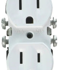 Copper Aluminum Duplex Receptacle 15 Amp 125 Volt Grounding Straight Blade Residential Grade With Double Wipe Contacts and Steel Mounting