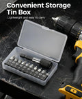11 Piece Screw Extractor Set With Self Locking Extension Rod Fix Stripped And Damaged Screws Fast in open tin box