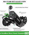 Rear Derailleur RD TY200 Six Seven Speed Direct Mount for Hybrid, Commuter, Mountain, Road and Trail Bikes detailed view