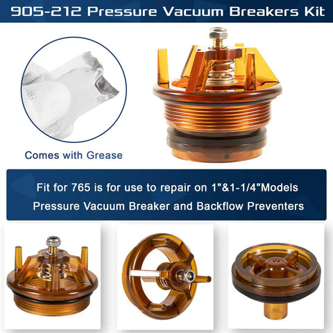 Bonnet Repair Kit for Pressure Vacuum Breakers and Backflow Preventers, Fits 1 In and 1-1/4 In Models, Compatible with 765 Series