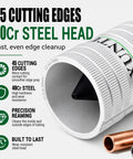 Inner Outer Pipe Reamer Deburring Tool for One Quarter to One and a Quarter Inch Pipe with steel head and 45 cutting edges