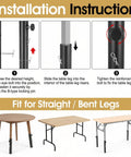 Installation instructions for Hella Sturdy 4 Pack Table Leg Extender Adjustable Steel Desk Risers, fit for straight or bent legs.