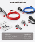 Portable Propane Water Heater With Constant Temperature Control For Camping Showers, Rechargeable Shower Pump components.