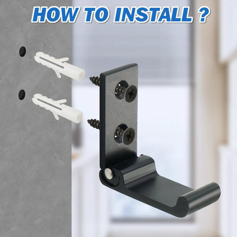 Built Different Matte Black Wall Mount Towel And Coat Hooks installation guide showing screws and wall anchors.