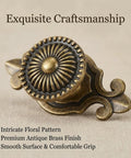 12 Pack Brass Cabinet Knobs With Backplates Antique Vintage Retro Style floral design, showing intricate antique finish for cabinets or drawers.