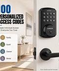 Programmable Electronic Keypad Deadbolt Keyless Entry Door Lock For Bedroom Closet Apartment Hardware Matte Black Finish, installed on a white door.
