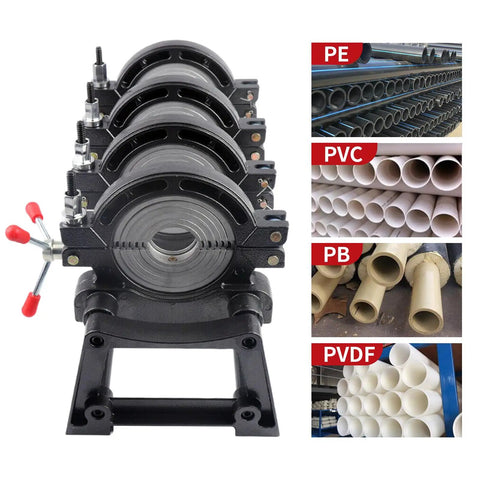 Manual Pipe Fusion Welder For 63 To 160 Mm Pipes Electric Butt Fusion Welder With Temperature Control Four Thick Clamping Rings Pro Grade Heavy Duty For PE PP PB PVDF HDPE PVC Joints Fast Clean Cuts And Solid Joints, for PE PVC PB PVDF pipes
