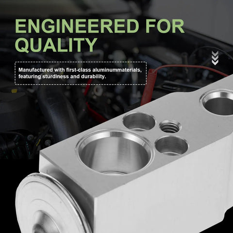 Universal Car AC Expansion Valve For Efficient Cooling in engine bay, heat resistant metal, rust proof, fits most rides, silver