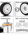 Heavy Duty Caster Wheels With Brakes For Furniture, Workbench And Cart, Smooth PU Swivel Plate Casters With Double Ball Bearings