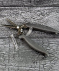 Recoil Scissors With Titanium-Coated, Double-Beveled Blades For Precise Cuts And Durability, Adjustable Tension Springs, Comfortable KushGrip Handles, Non-Serrated 6.7 Inch Crafting Shears For Scrapbooking And Fine Detail Work on dark wood