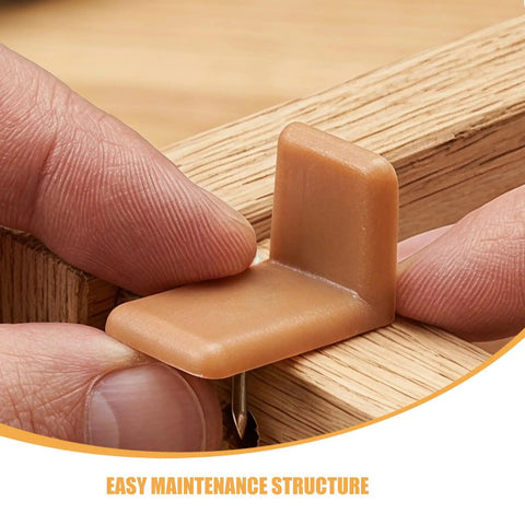 Hand installing part of 50-Piece Plastic Drawer Sliders Kit With L-Shaped Glides For Dresser Repair, Easy Corner Installation.