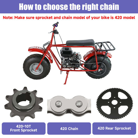 420 Chain With 60T Sprocket Kit For Mini Bike Fits Predator 212 196cc 200cc Engines, Includes 90 Link Rear Chain And 42 Link Jackshaft Chain, Compatible With CT200U BT200X CT200U EX Baja Warrior TrailMaster MB200 Axis M200