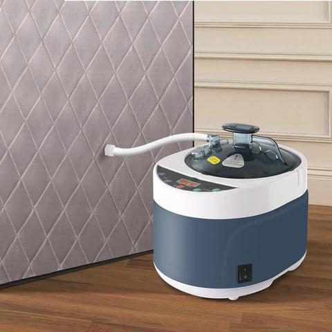 Navy 4L Portable Sauna Steamer With 1500W Heating, Fast Heat, Stainless Steel Pot, Home Spa Fumigation Steam Machine on wood floor