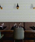 Next Level Ikat Stripes Faux Vinyl Wallpaper With Durable Subtle Leather Grain Finish engineered for bustling commercial dining space.