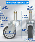 Heavy Duty 2 Inch Swivel Stem Caster Wheels With 7/16-Inch Stem For Mop Buckets, Utility Carts, And Shop Vacs dimensions visual