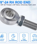 Durable 3/8-24 RH Rod End Bearing Kit Heim Joint With Chromoly C1045 Steel For Heavy Duty Linkage High Strength Fatigue Resistant Ready For Extreme Shock Load Applications, 3/8 bore and jam nut