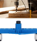 Versatile Adjustable Self Center Dowel Jig Kit With Center Scriber for woodworking drilling and marking tools in use and close-up