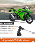Shift Linkage Lever For Ninja 400 500 Z400 ER400 ER500 2018 2024 All Editions; Kawasaki sport bike on track; applicable models listed.