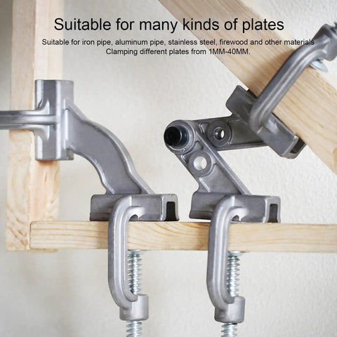 Double Handle Pipe Clamp Aluminum Die Cast Quick Release Right Angle Corner Clamp for woodworking on wooden beams