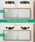 Farmhouse Vanity Lights For Bathroom, 3 Light Wall Sconce Over Mirror With Clear Glass Shades, Vintage Rustic Black Metal Frame