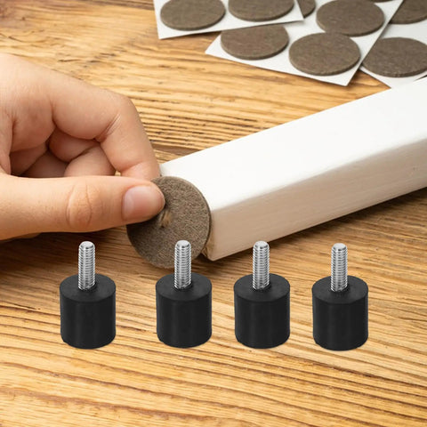 M6 Screw In Rubber Furniture Levelers With Anti Slip Grip Noise Reduction Heavy Duty Adjustable Feet For Sofas Tables Chairs Easy Install Floor Protection Ideal For Living Rooms And Bedrooms, black rubber feet