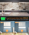 Motion Sensor Closet Light Set With 54 LEDs Ultra Thin Magnetic Under Cabinet Lighting 2500mAh Rechargeable Battery
