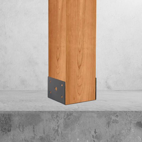 U Shape Fence Post Holder 6x6 Inches 4 Pack For 5.5x5.5 Wood Posts And Concrete Post Anchor Black Powder Coated corner detail