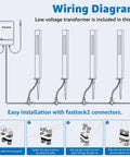 Wiring diagram for All In One LED Low Voltage Landscape Lighting Kit 12 Pack With 60W Transformer 100 Feet Wire 12 Aluminum Pathway Lights