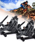 Heavy Duty Mechanical Disc Brake Kit With Dual Piston Calipers And 160 Mm Rotors close-up of dual aluminum calipers for mountain biking.