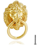 Lion Head Cabinet Pull Handle Set Five Piece For Dresser Wardrobe Kitchen Cupboard Ring Drawer Pulls With Screws Gold Finish