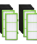 Holmes Aer1 Compatible Replacement Filters Pack For Home Air Purifiers, showing 4 true filters with green frames and 8 black pre-filters.
