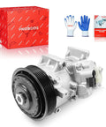 Straight Up AC Compressor With Integrated Clutch Keeping Your Toyota Corolla And Matrix Cool All Season Long 2011 To 2013 1.8L Engine Direct Replacement Parts with packaging.