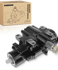 Direct Fit Power Steering Gearbox Assembly For Chevy C10 C20 Blazer And Gmc Pickup 1968 To 1976 rear view showcasing black finish and input/output shafts.