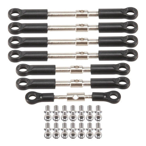 7 Piece Front And Rear Tie Rod Servo Link Rod Set With Ball Heads For 144001 144010 124017 And 124019 RC Cars Durable Metal And Plastic Upgrade Easy To Install Precision Steering Replacement Parts, 7 rods with ball heads and 14 metal joints