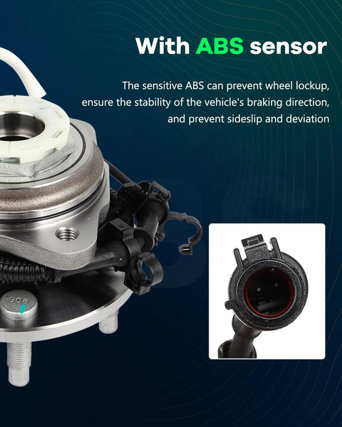 Front Wheel Hub Bearing Assembly 515027 For Ford Ranger 1998 2000 And Mazda B4000 1998 2000 With ABS 5 Lug 2 Piece Set Heavy Duty Hub Bearing Kit Durable showing ABS sensor