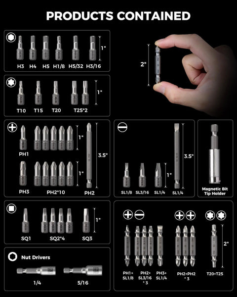Best Go To 46 Piece Screwdriver Bit Set with S2 Steel Bits in storage case showcasing various bit sizes and types for DIY repairs.