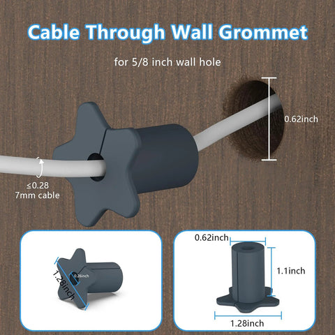 Four Pack Five Eighth Inch Wall Grommets For Starlink Mini Cable And Mounting Accessories Through Wall, Installed Grey Grommet