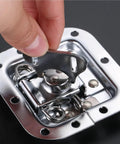 Gate Lock Hasp Latch Hardware Fitting Padlockable, showcasing stainless steel latch and spring mechanism.
