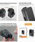 Magnetic Mount Stand For Osmo Nano Camera With 360 Degree Rotation And Vertical Horizontal Adjustable Angles Foldable Desktop Base Versatile Holder Bracket For Osmo Nano Accessories And On The Go Studio Setup shown in packaging and features.
