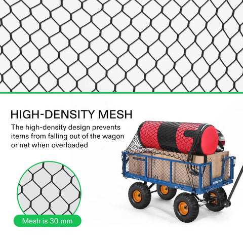 Heavy Duty Nylon Cargo Net For Garden And Folding Wagons Measures 36 By 30 Inches Black Elastic Mesh Keeps Your Haul Locked Down Tight With Zippered Stuff Sack For Beach Cart Truck Bed And Utility Trolley