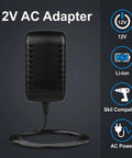 Slick 12 Volt AC Adapter For Cordless Drill Driver Featuring Plug And Play Design, compact black wall charger with cable.