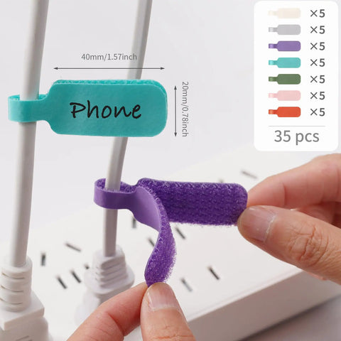Large Size Cable Cord Labels For Wire Organization And Identification No Tape Or Twist Ties Needed Easy To Write On For Computer Cords 40mm x 20mm hook-and-loop labels