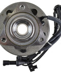 Front Wheel Bearing And Hub Assembly For Ford Explorer 2006 To 2010 Mercury Mountaineer And Explorer Sport Trac 2007 To 2010 Premium Replacement Part With DIY Video Guide Beefed Up For Easy Install shown top view with ABS cable attachment.