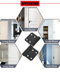 Center close-up of MOZCORN Lift-Off 4-inch black door hinge, 6-pack; detachable, rust-resistant for indoor/outdoor use