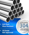 304 stainless steel tubes with anti-rust label, 20 gauge NSF approved, for Heavy Duty Stainless Steel Hand Sink With Faucet And Side Splash And Back Splash Wall Mount For Restaurant Kitchen Or Home 17 By 15 Inches 304 Grade Commercial Quality Workhorse.